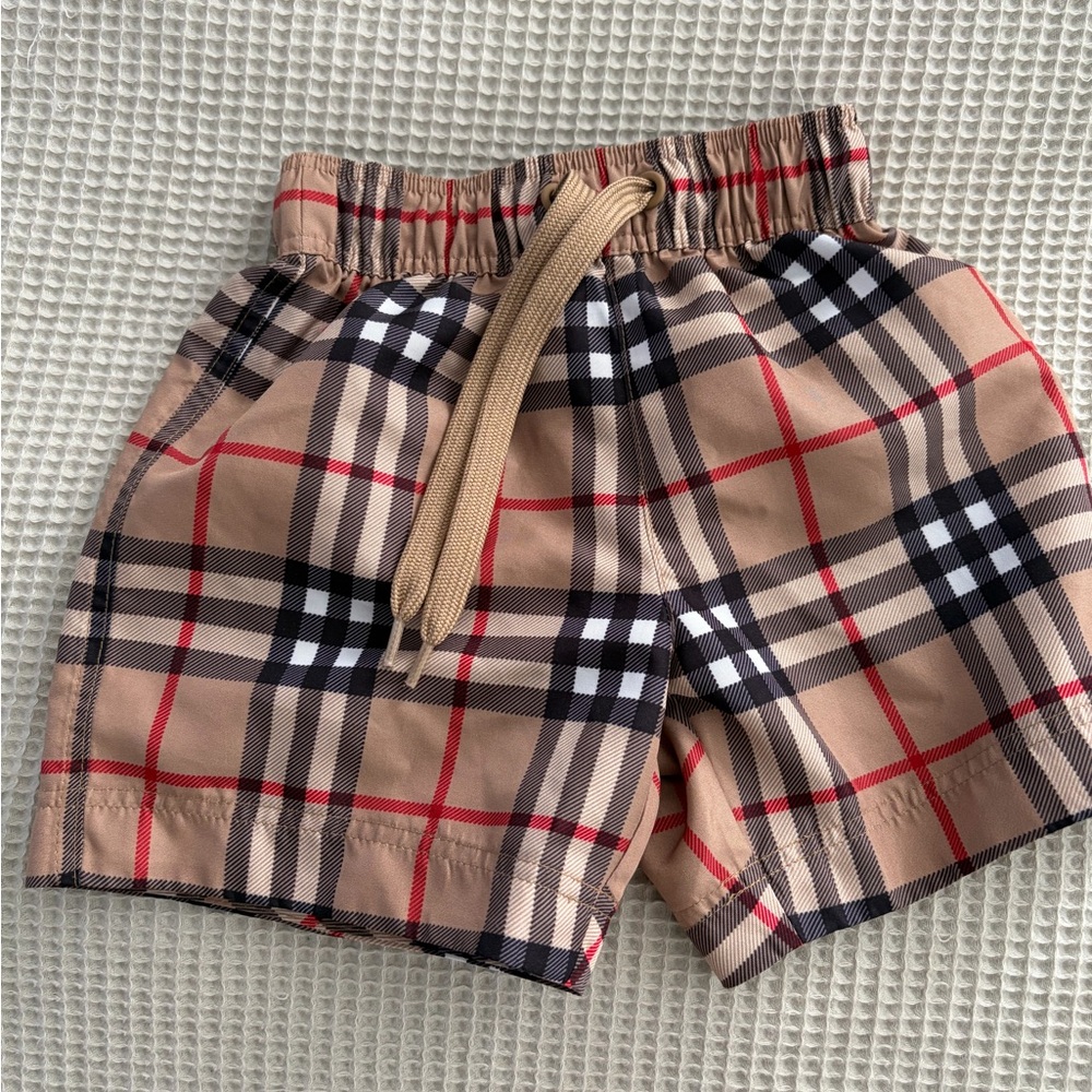 Burberry Tan and Red Plaid Kids Shorts